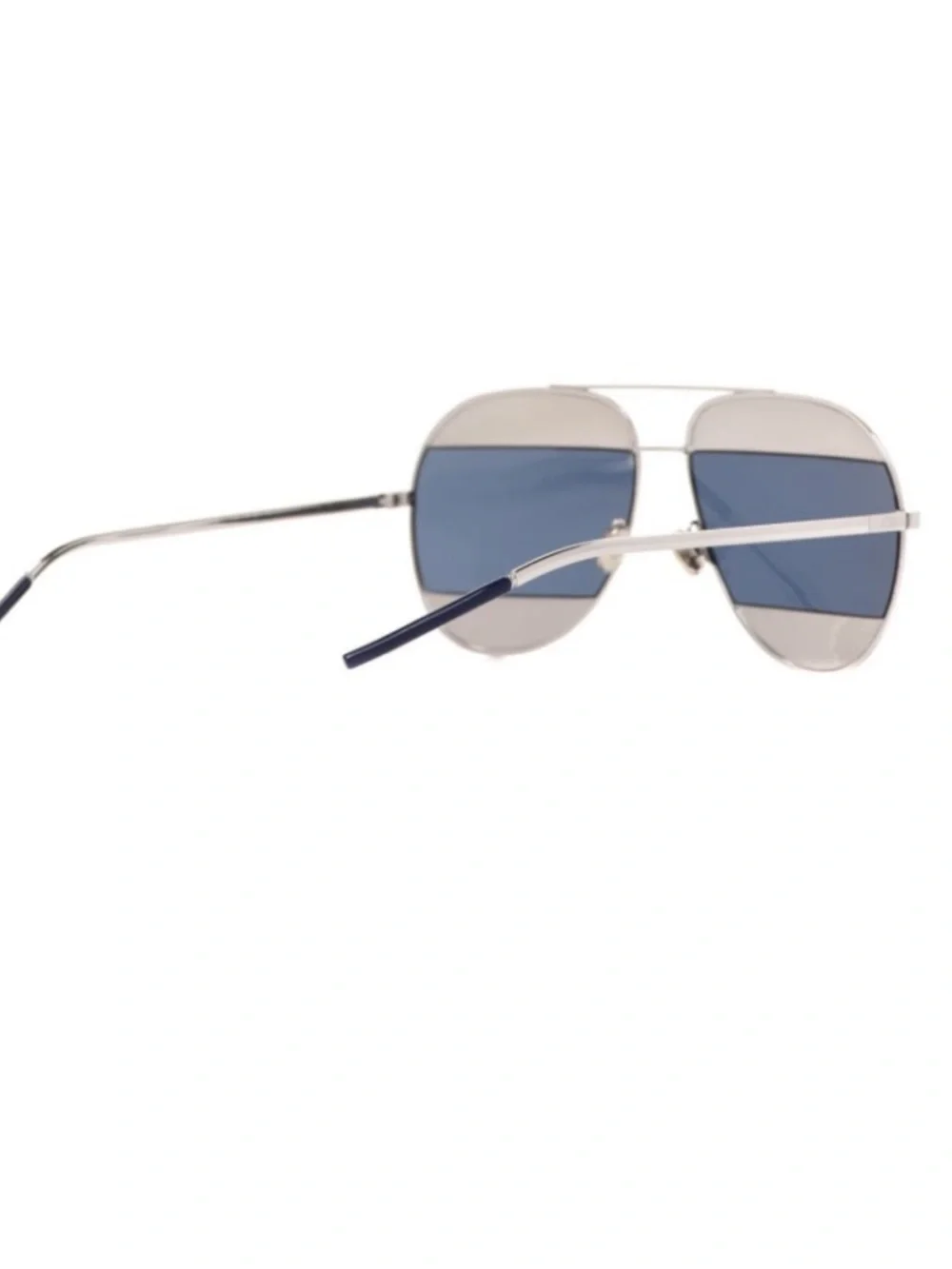 Dior Split Aviator Sunglasses - Silver Frame with Blue Lenses can